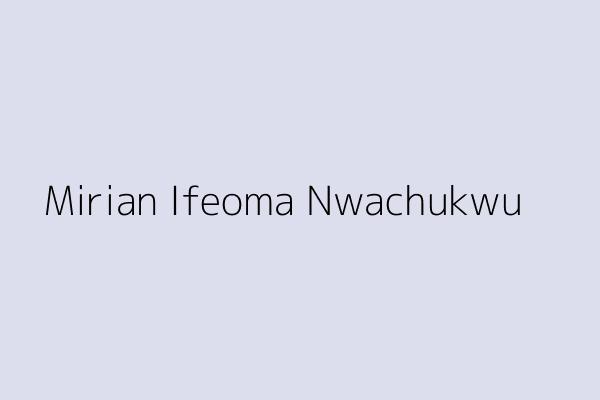 Mirian Ifeoma Nwachukwu